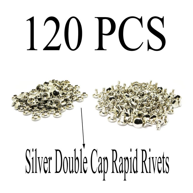 RuiLing 120pcs 8x8mm Silver Double Cap Rapid Rivets Round Head Decorative Rivets DIY Leather Craft Studs 5/16 inch - Image 5